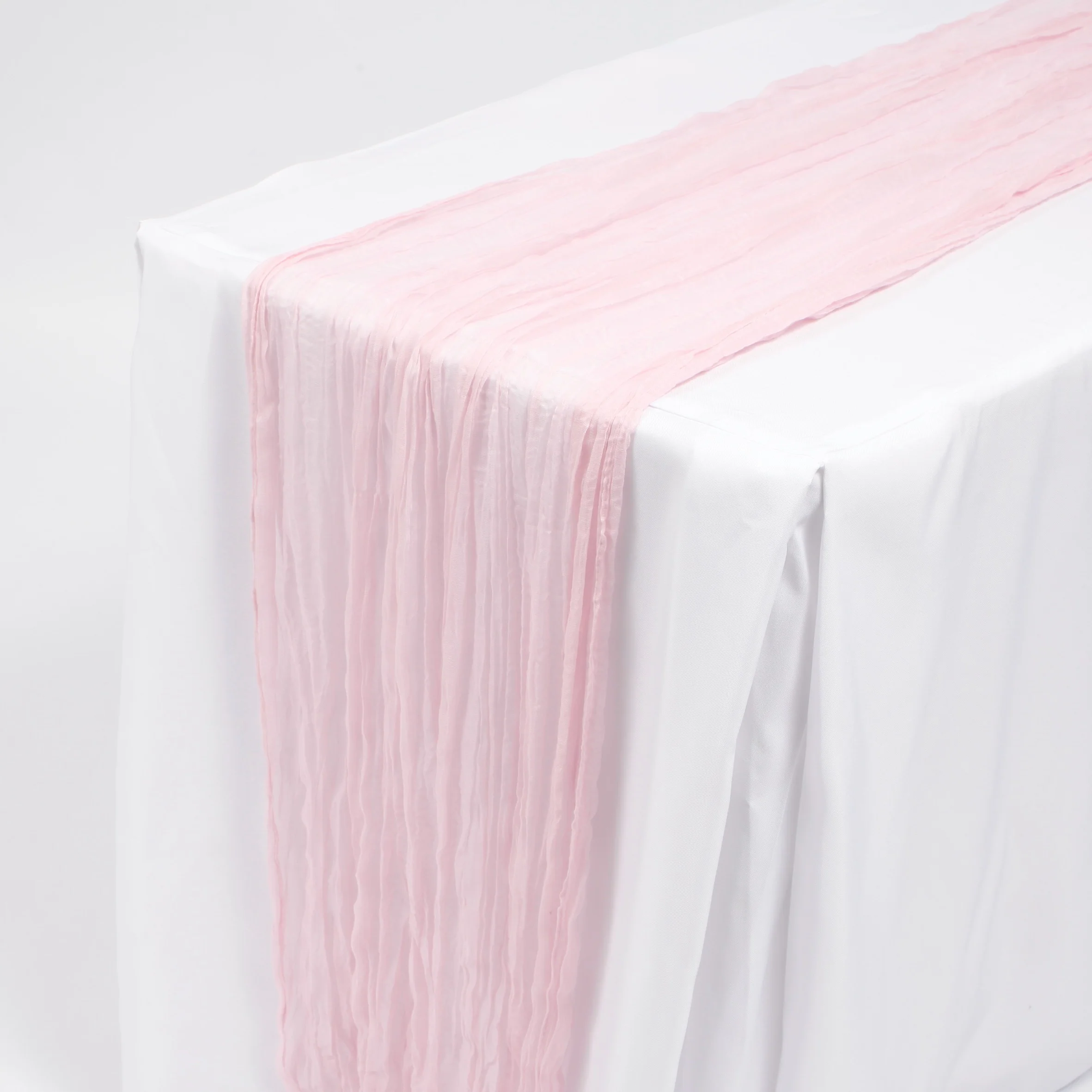 Cheesecloth Table Runner - Light Pink - Image 3