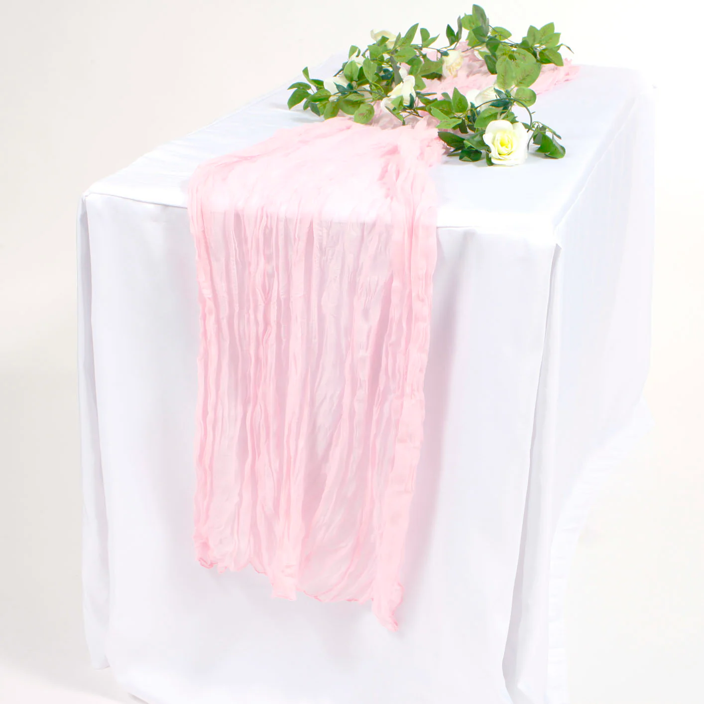 Cheesecloth Table Runner - Light Pink - Image 4