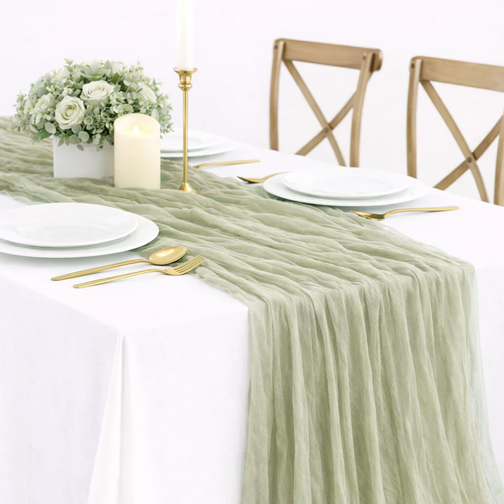 Cheesecloth Table Runner - Sage