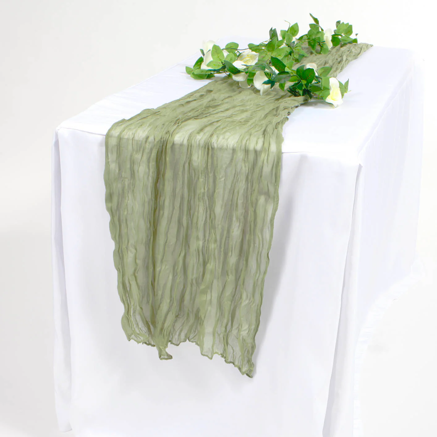 Cheesecloth Table Runner - Sage - Image 4