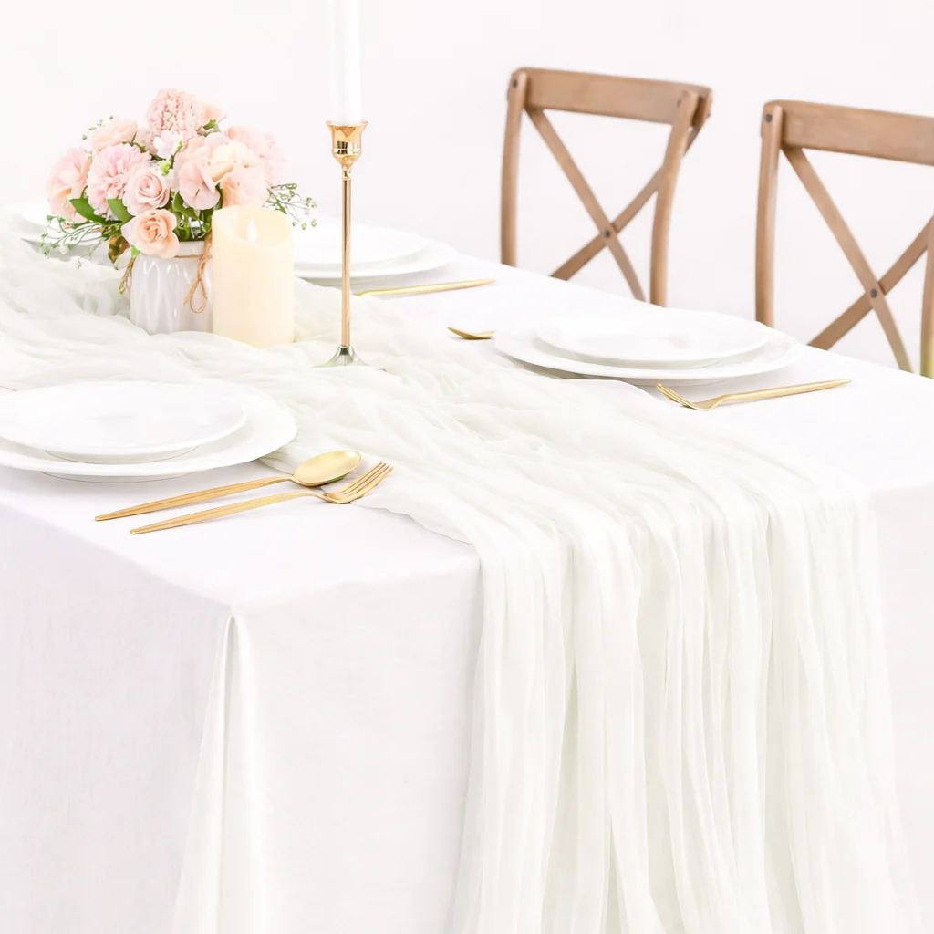 Cheesecloth Table Runner - White