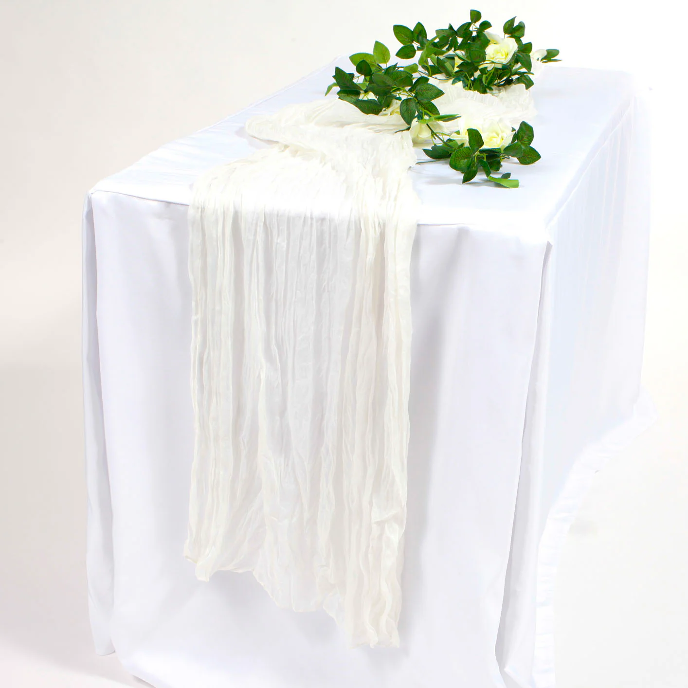 Cheesecloth Table Runner - White - Image 4
