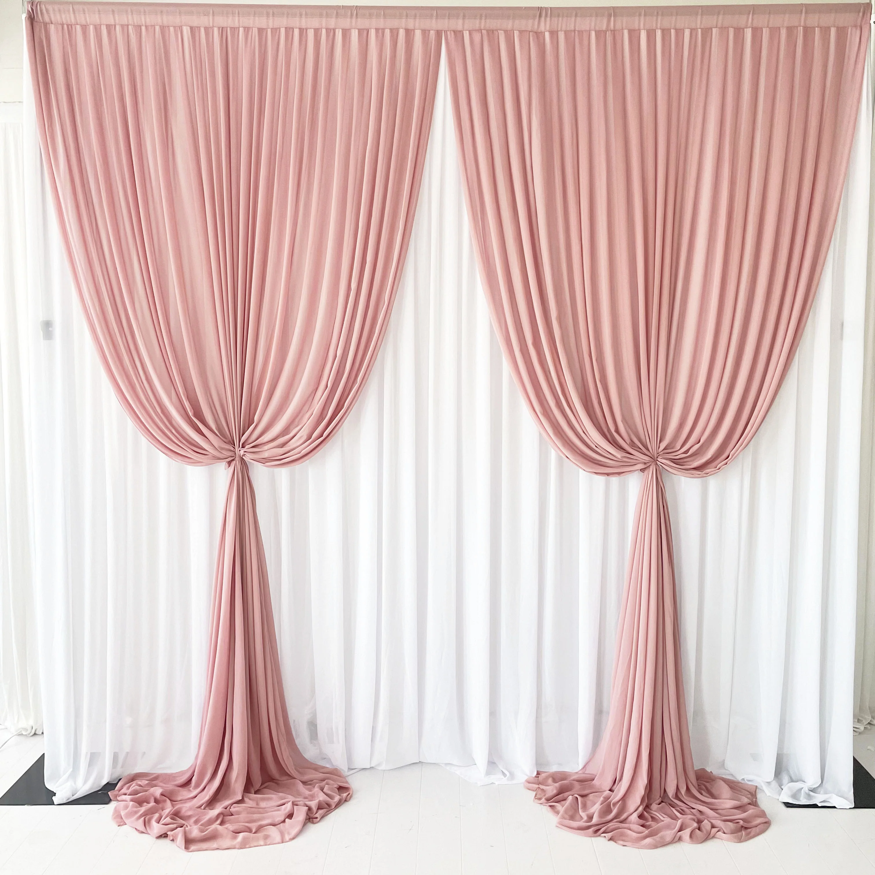 Chiffon Layered Backdrop Curtain - Blush & White (3x3m) - Image 2