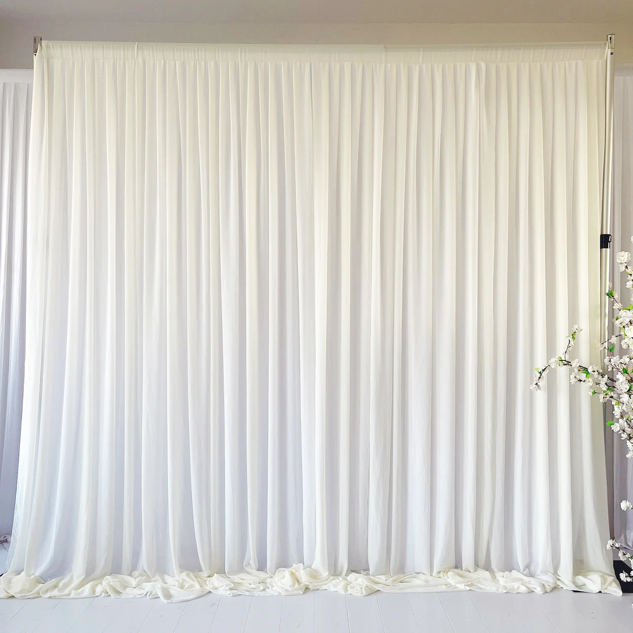 Chiffon Layered Backdrop Curtain - Ivory & White (3x3m)