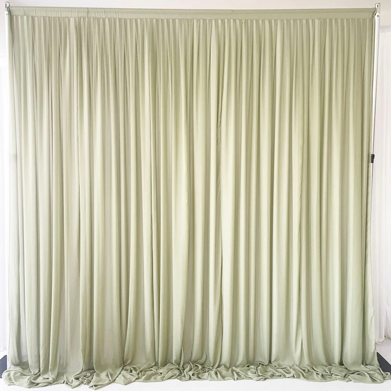 Chiffon Layered Backdrop Curtain - Sage & White (3x3m)