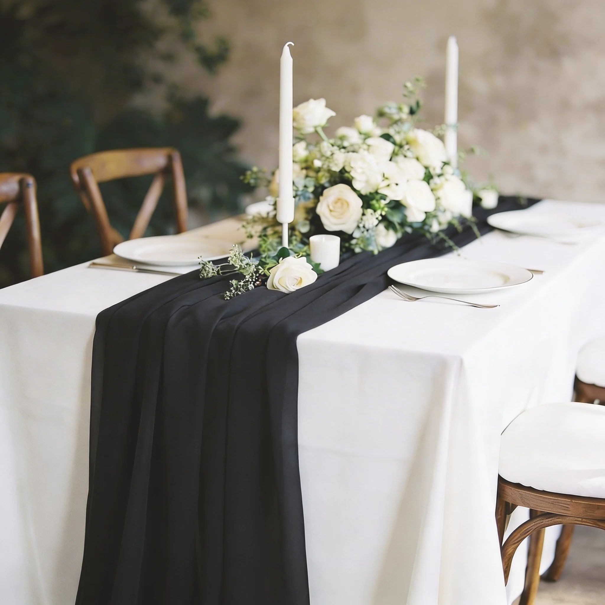 Chiffon Table Runner - Black