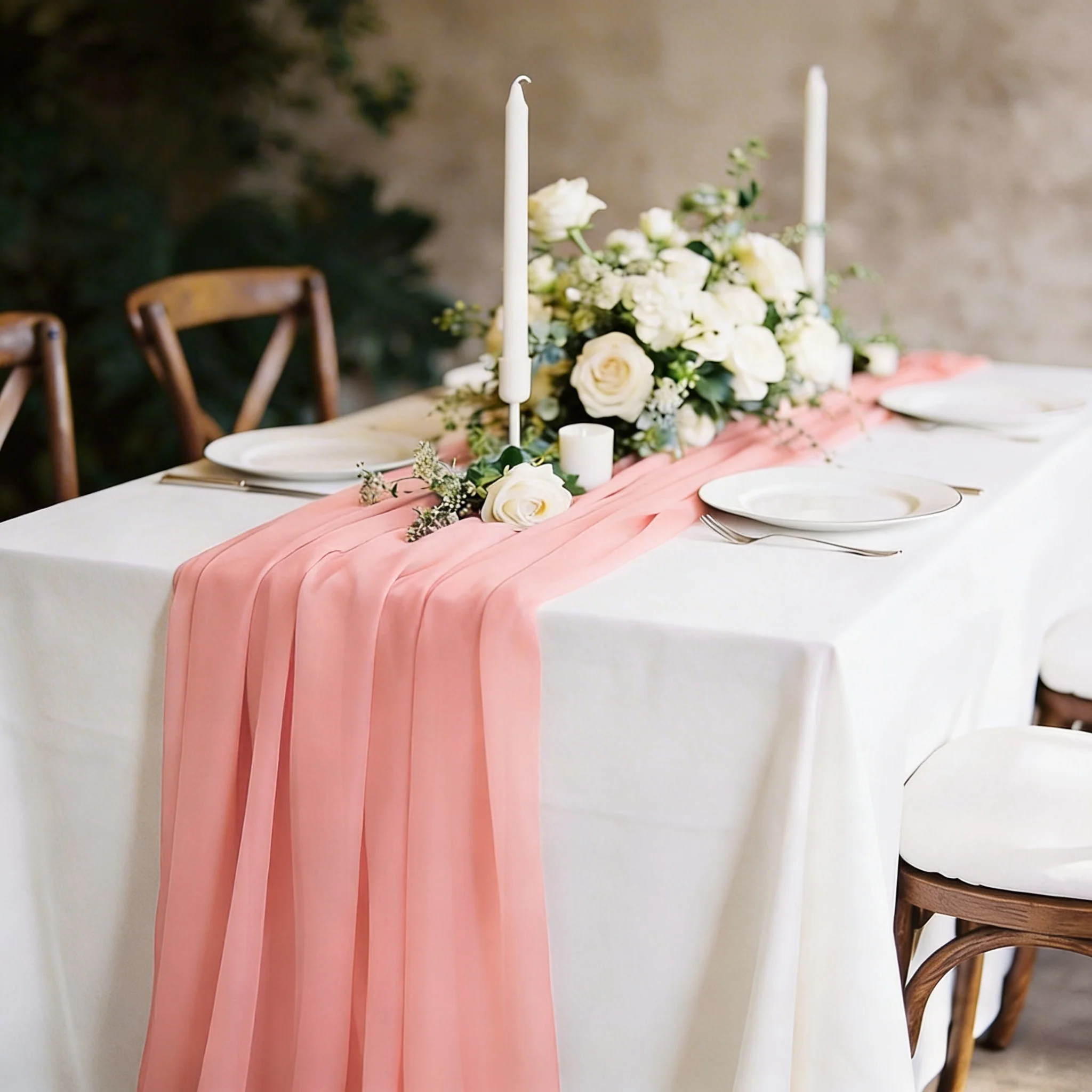 Chiffon Table Runner - Coral