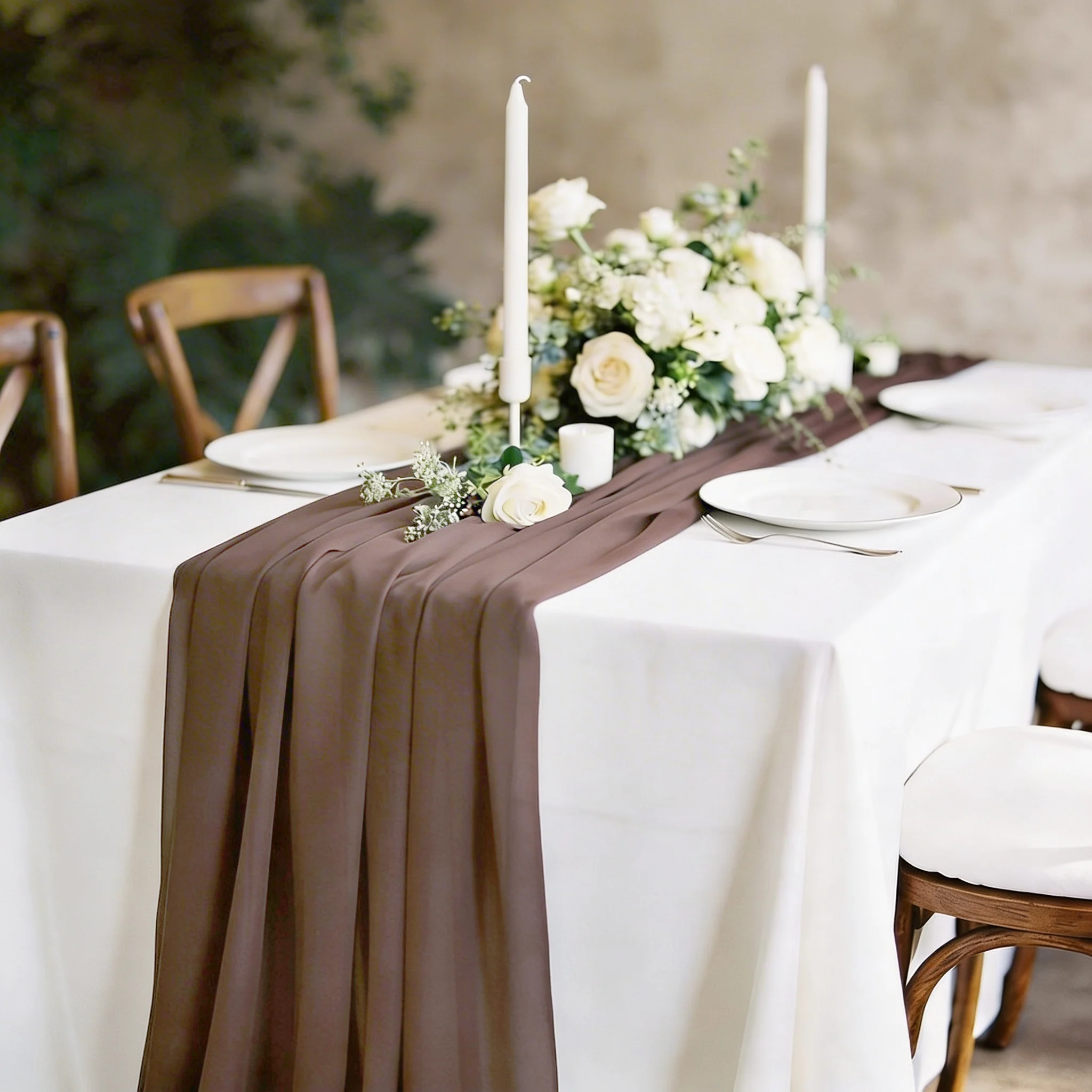 Chiffon Table Runner - Mocha