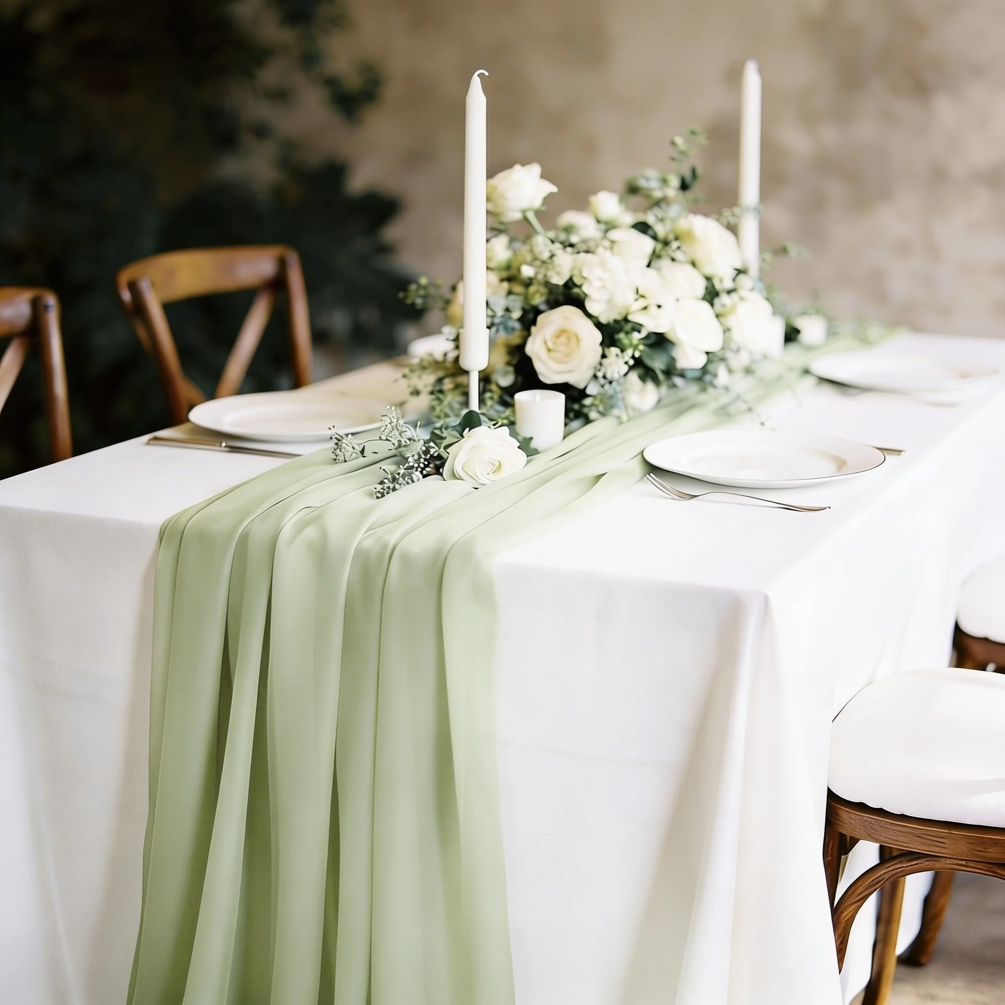 Chiffon Table Runner - Sage