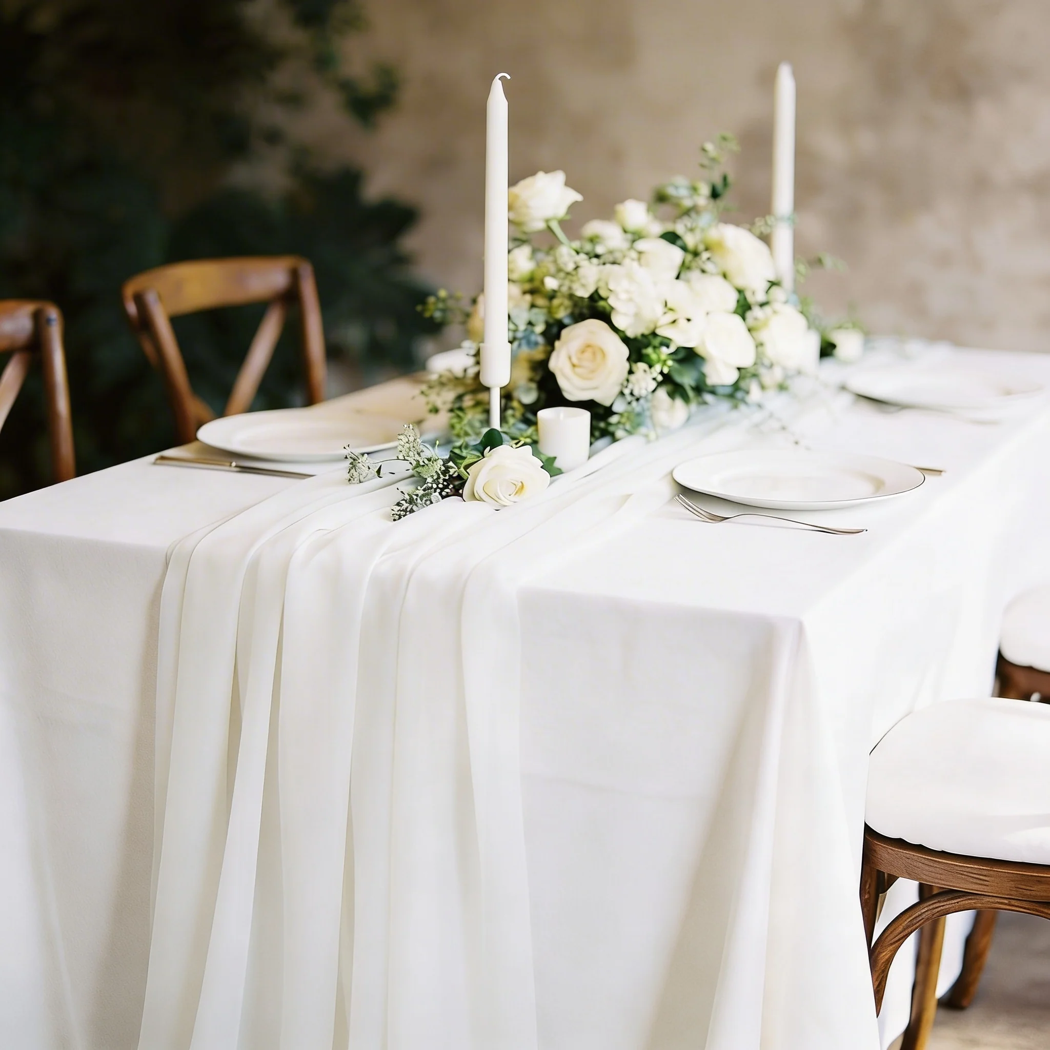 Chiffon Table Runner - White