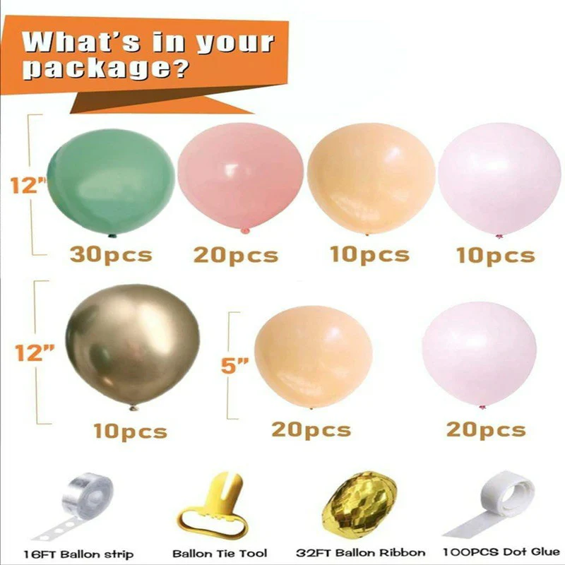 CLEARANCE 126pc Balloon Garland Kit - Sage Green, Peach, Blush Pink - Image 2