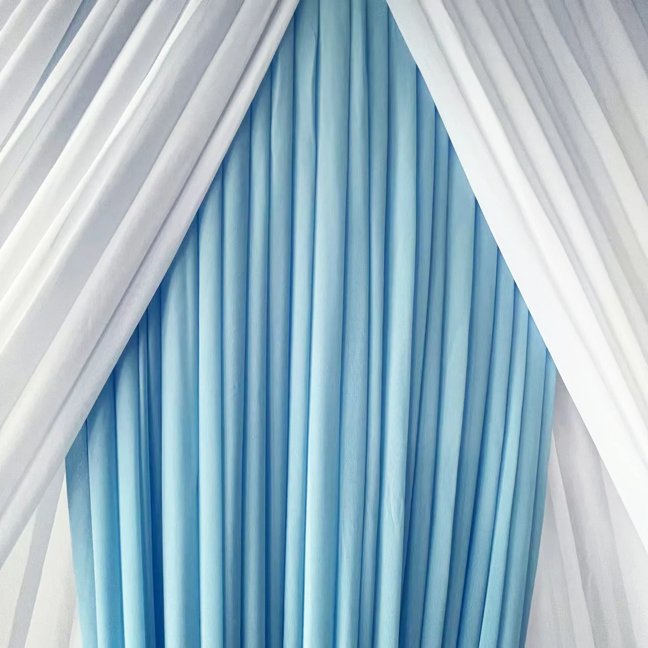 CLEARANCE Chiffon Draping Backdrop Curtain - White On Blue (3x3m) - Image 5
