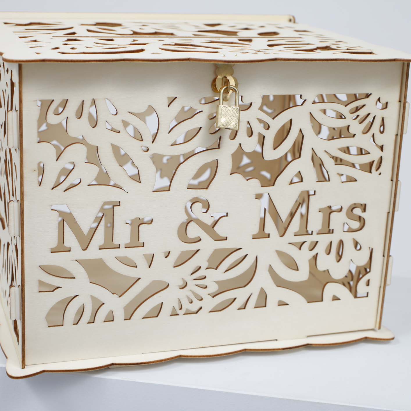 CLEARANCE Wishing Well Wedding Card Box - Mr & Mrs Floral - Image 2