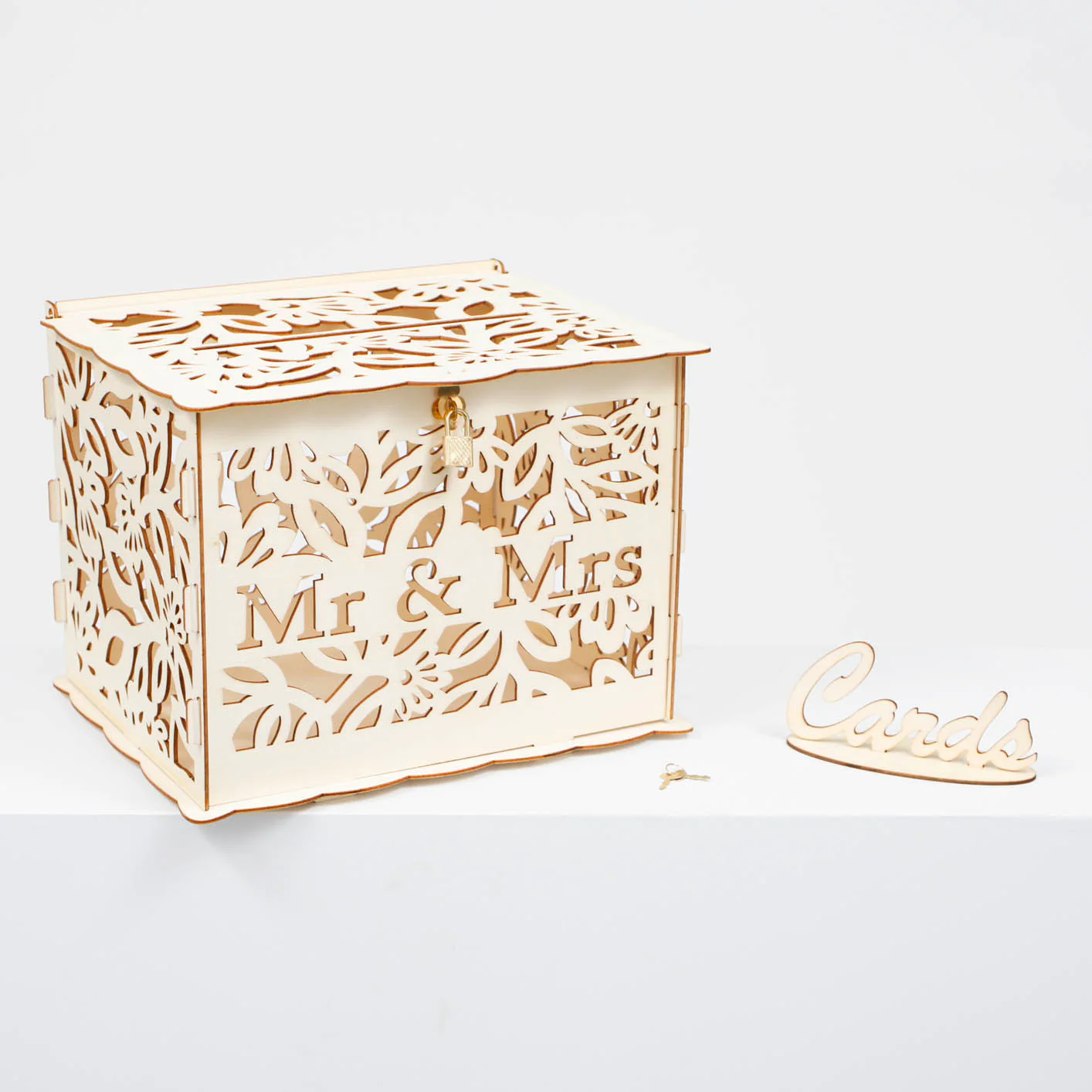 CLEARANCE Wishing Well Wedding Card Box - Mr & Mrs Floral - Image 3