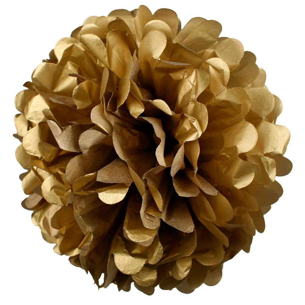CLEARANCE Paper Pom Poms - Gold (35cm)