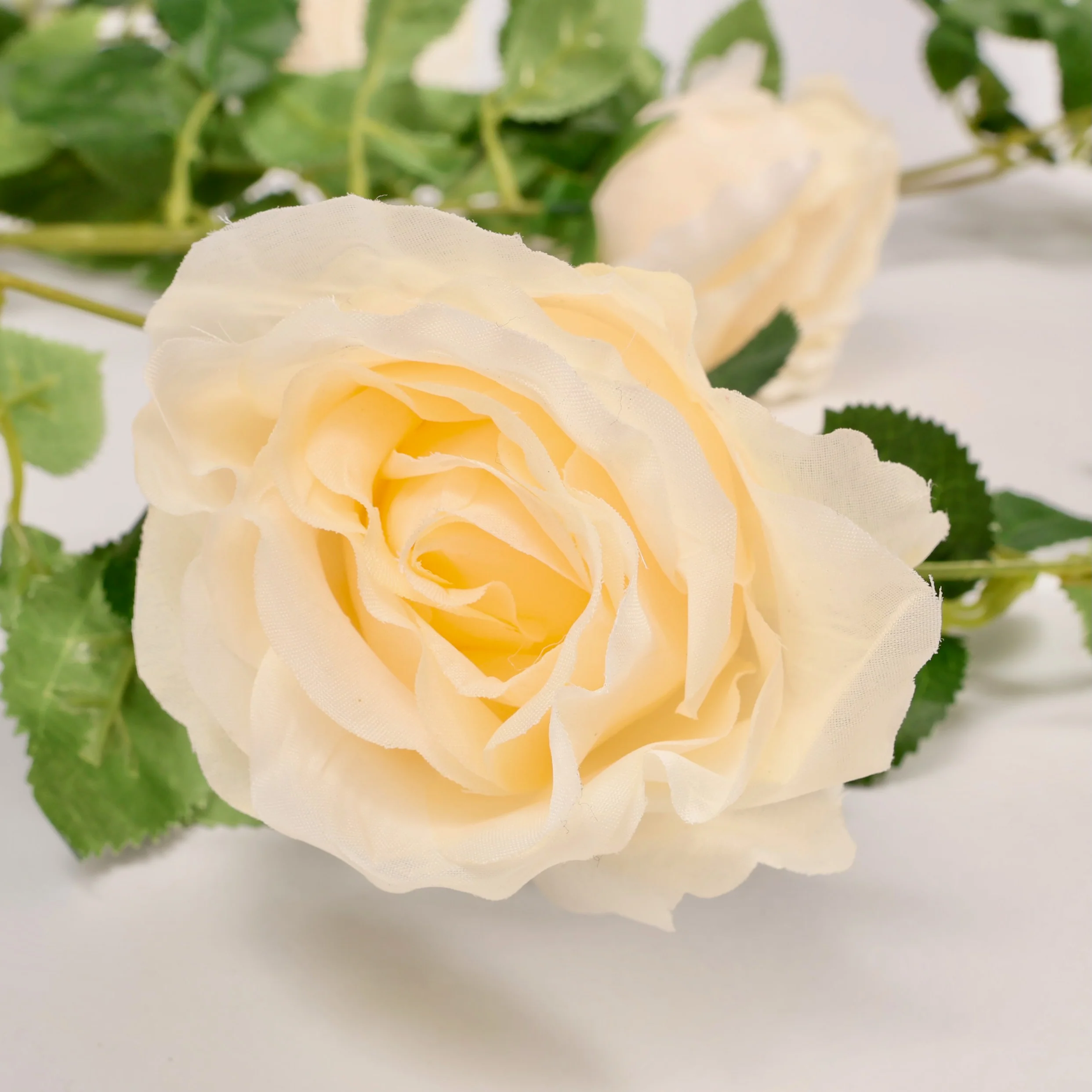 CLEARANCE Rose Artificial Flower Vine - 9cm Head - Cream (1.6m) - Image 4