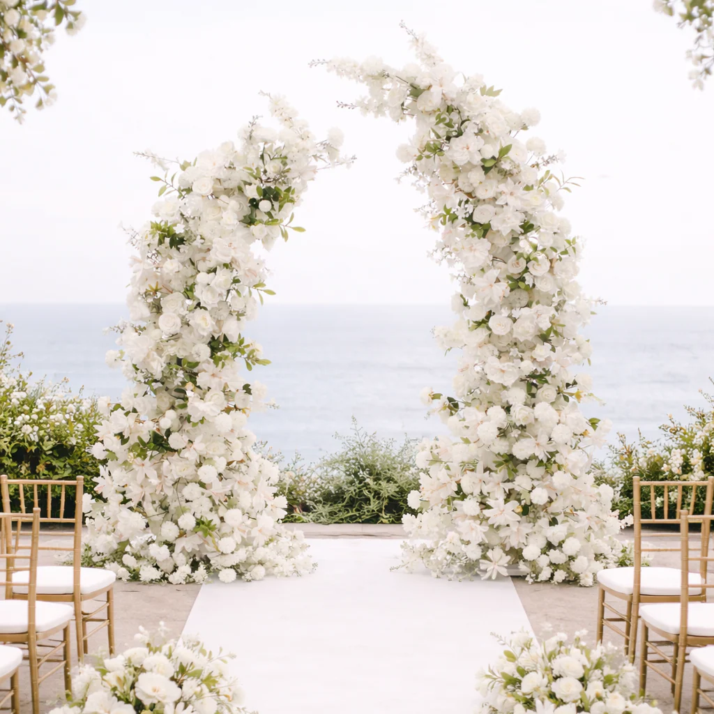 Crescent Arch Flower Frame PACKAGE - White (2pc) - Image 2