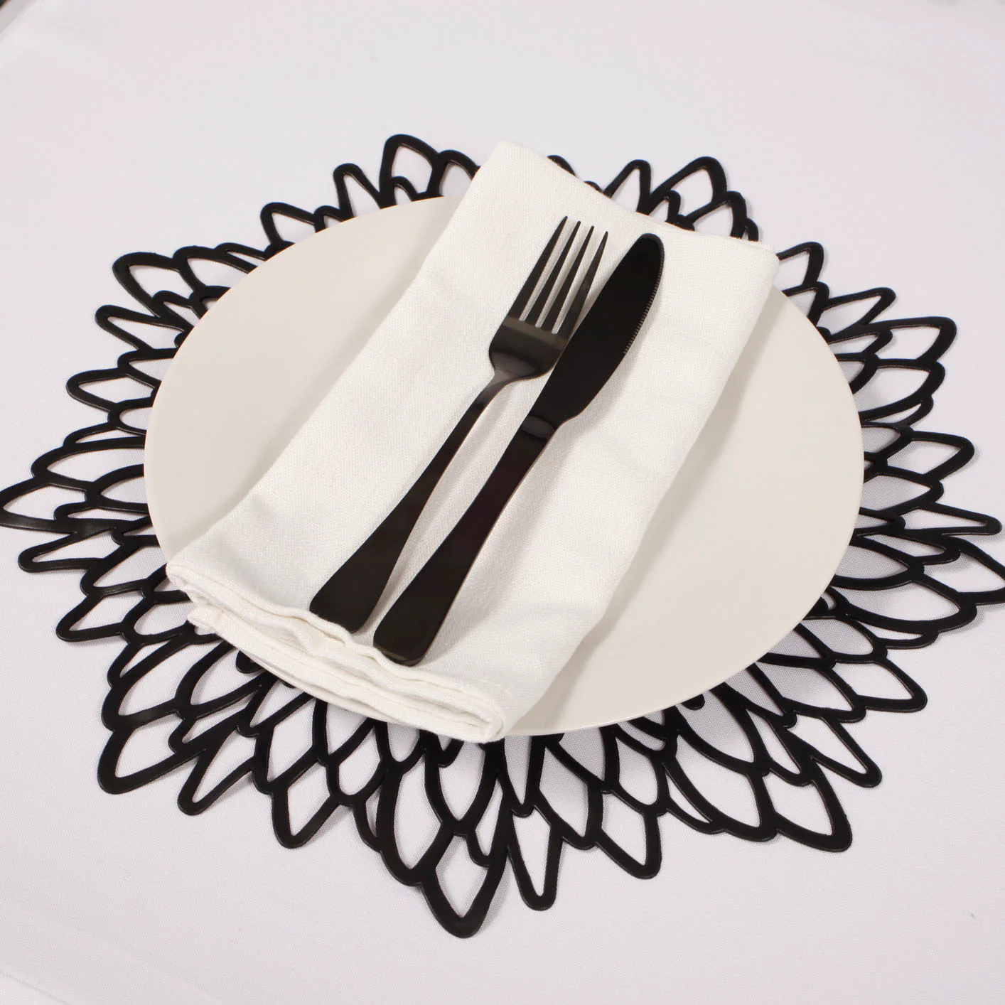 CLEARANCE Decorative Floral Placemats - Black - Image 3