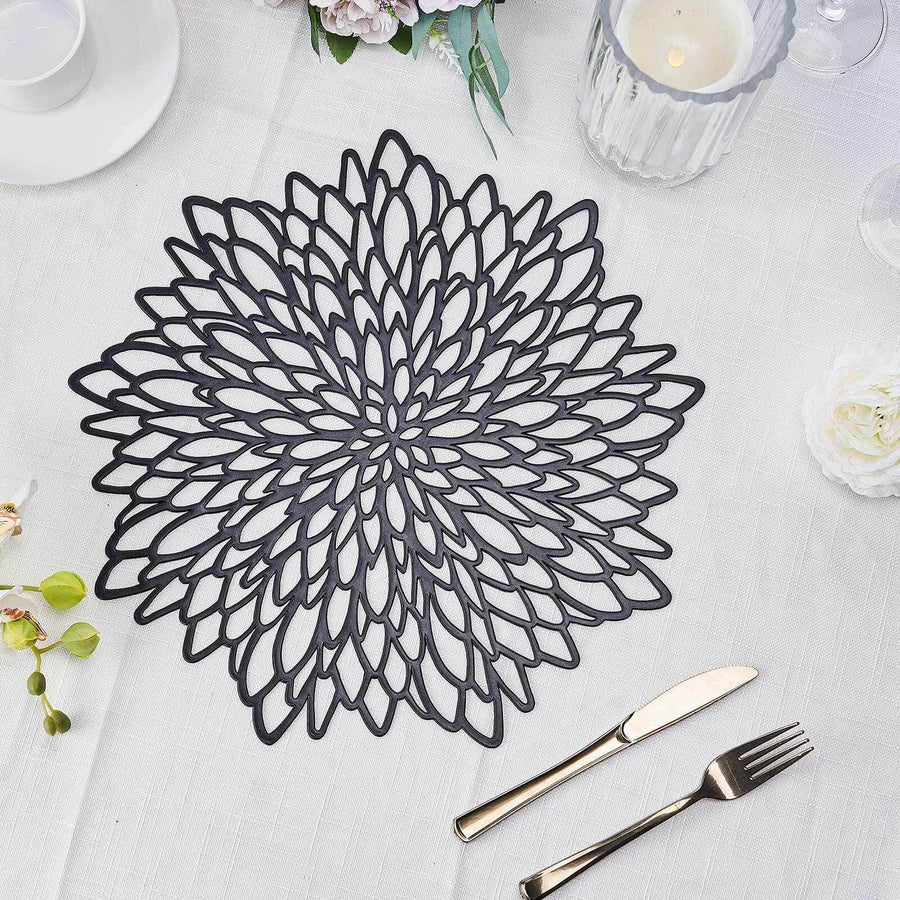 CLEARANCE Decorative Floral Placemats - Black - Image 4