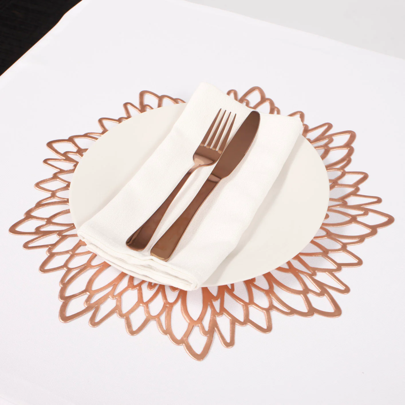 Decorative Floral Placemats - Metallic Rose Gold - Image 3