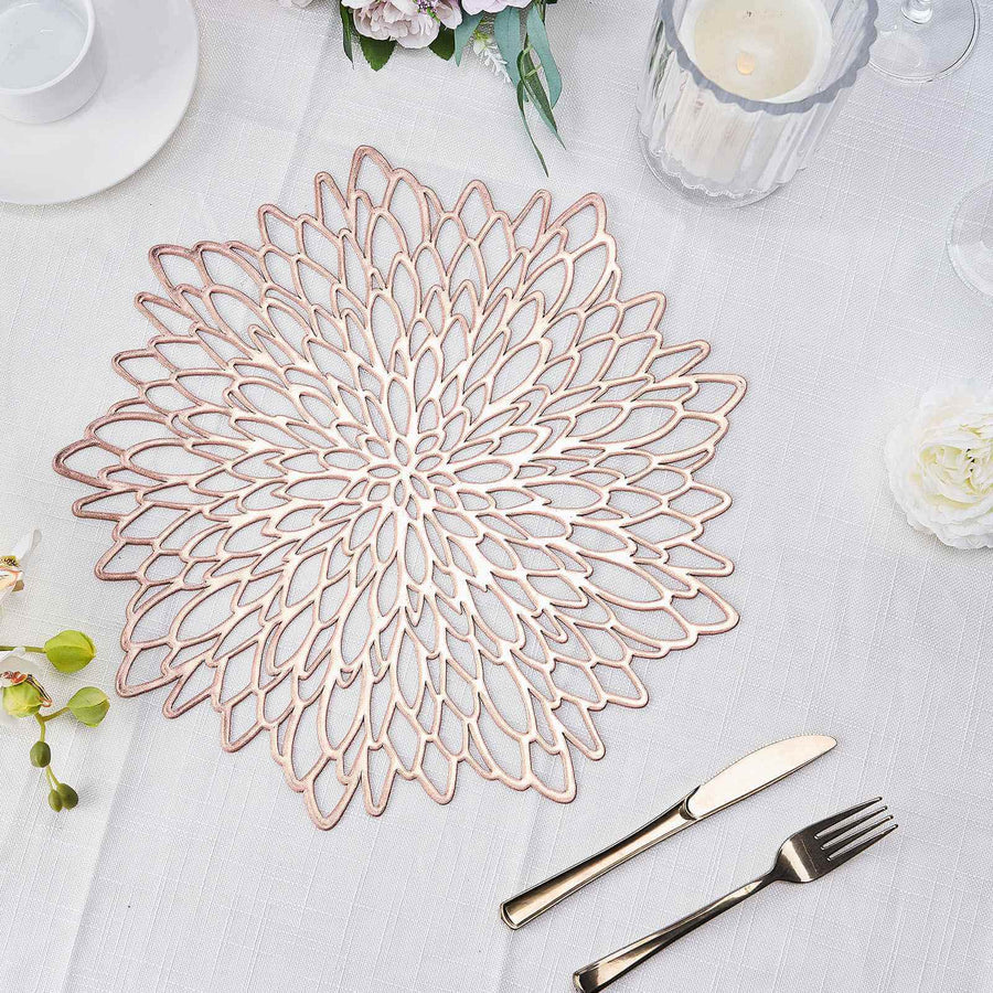 Decorative Floral Placemats - Metallic Rose Gold - Image 4