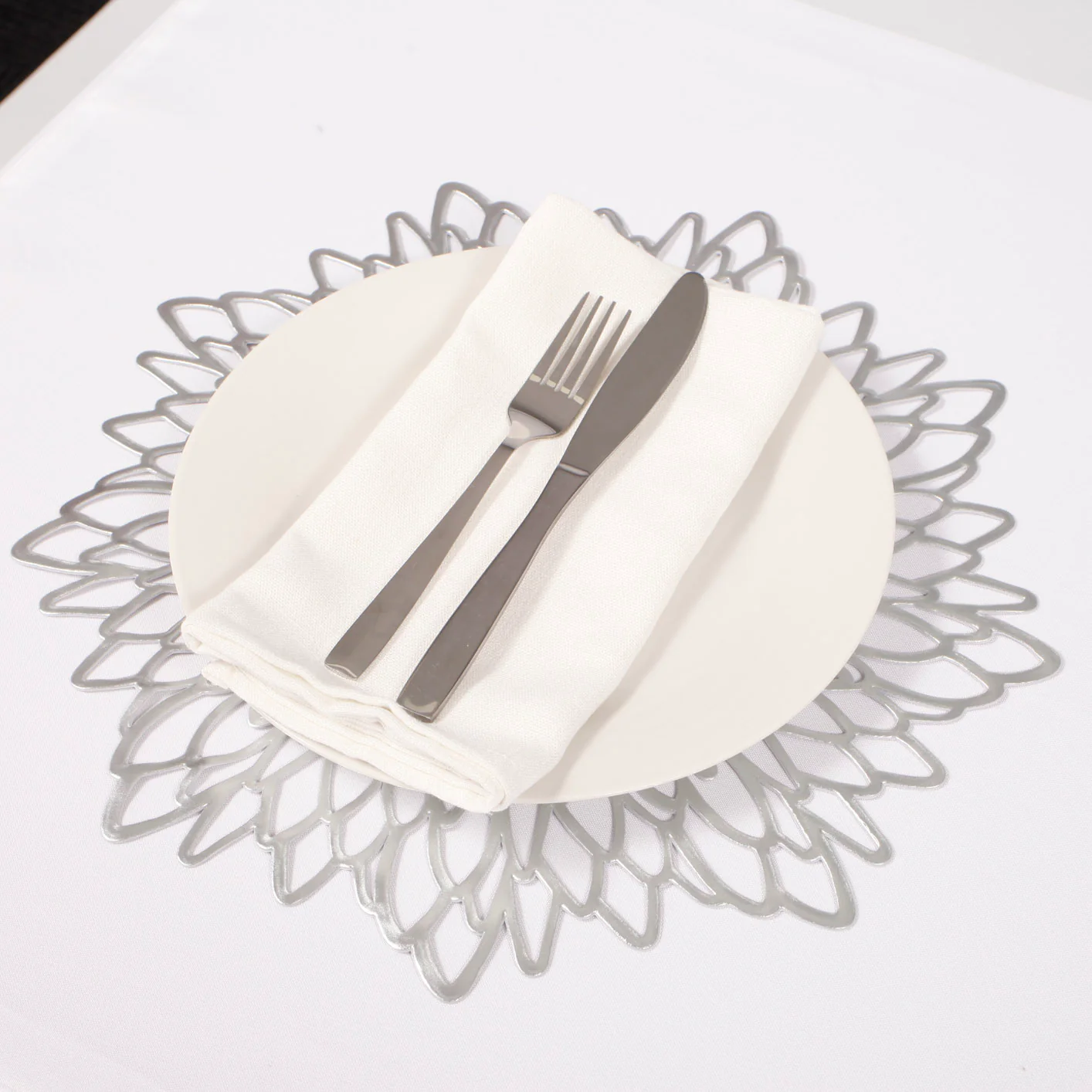 Decorative Floral Placemats - Metallic Silver - Image 3
