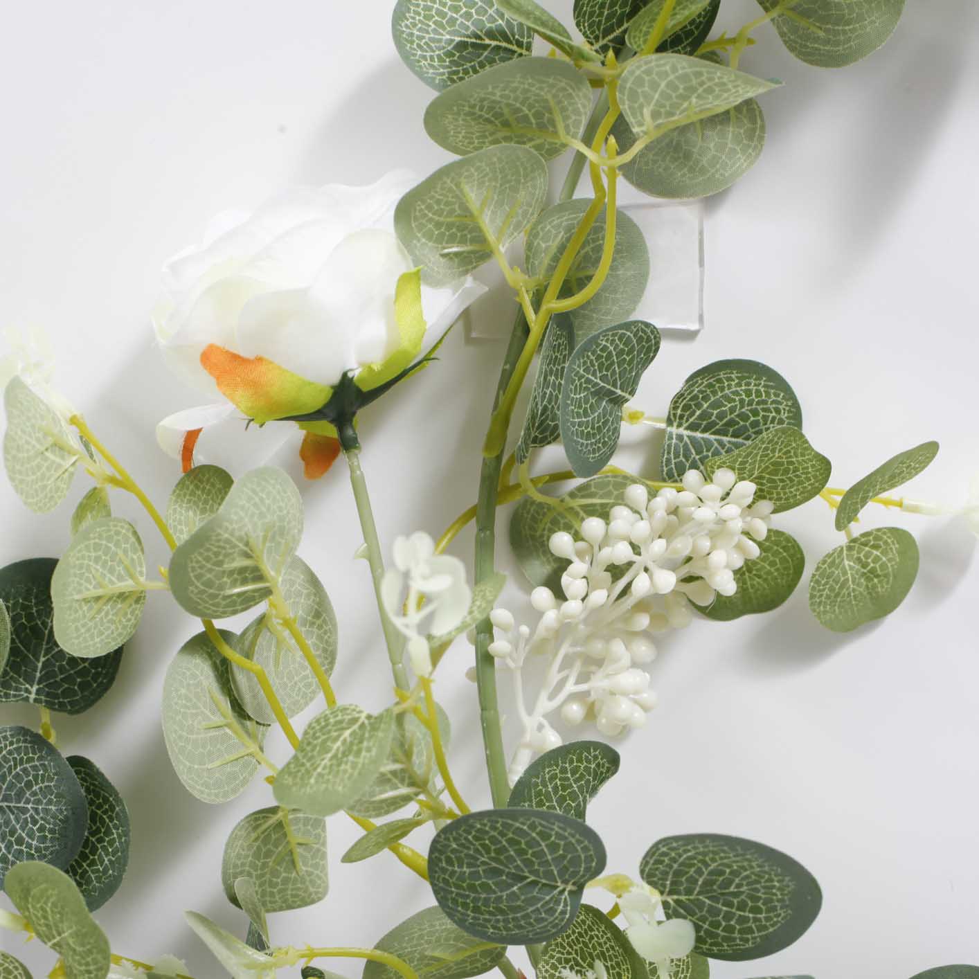 Silver Dollar Eucalyptus & Rose Garland - Slim (2m) - Image 4