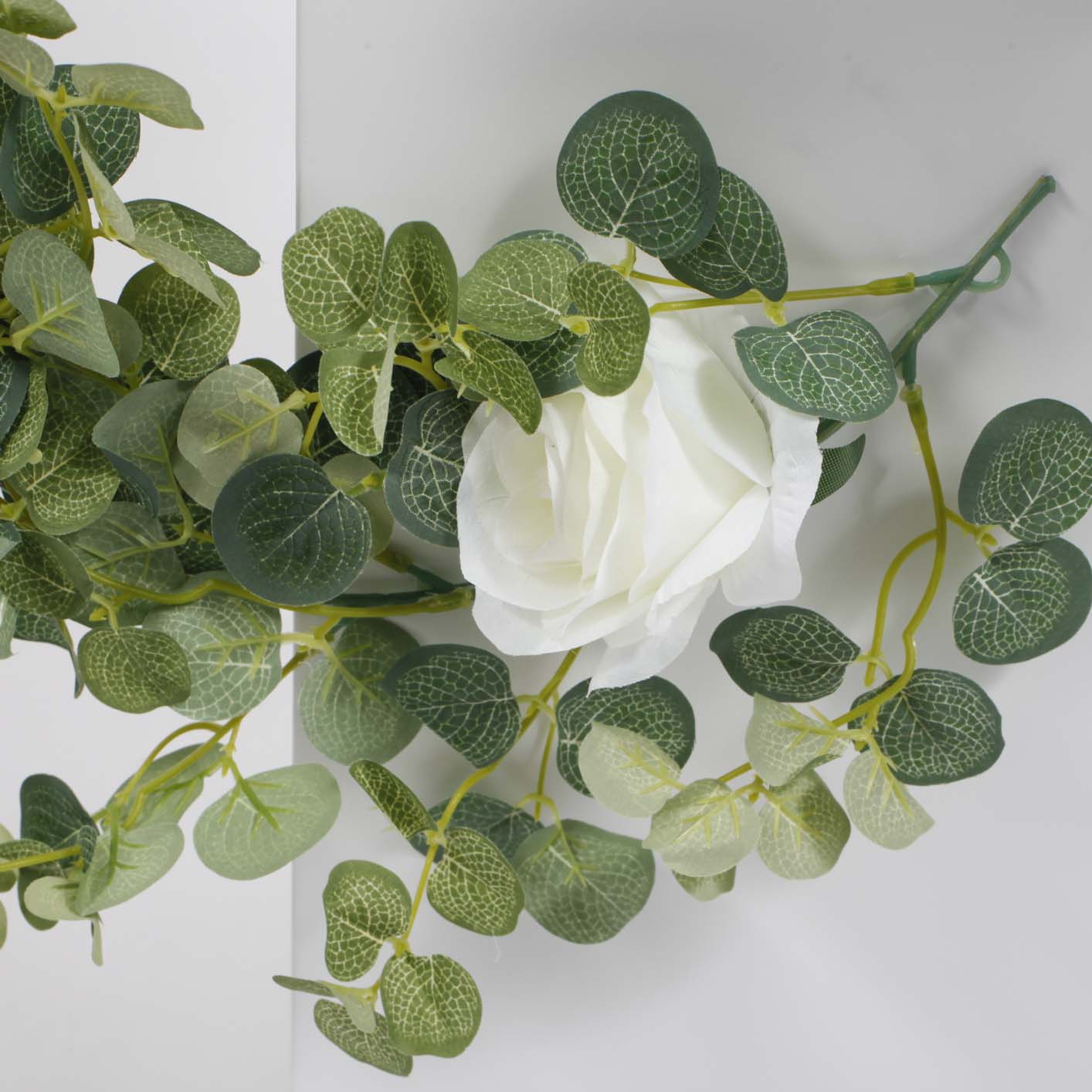 Silver Dollar Eucalyptus & Rose Garland - Regular (2m) - Image 3
