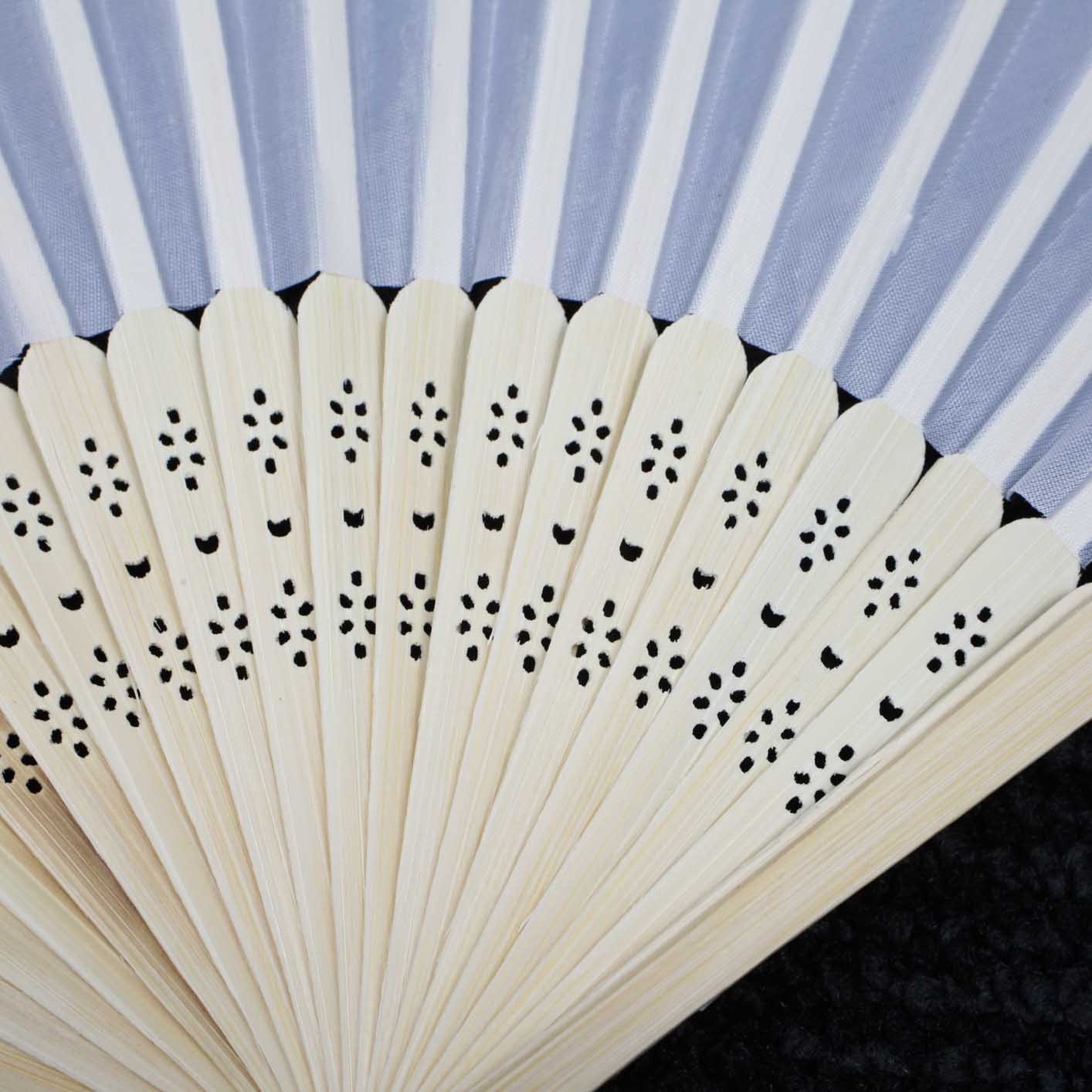 Folding Hand Fan - Silk - White (42x23cm) - Image 4