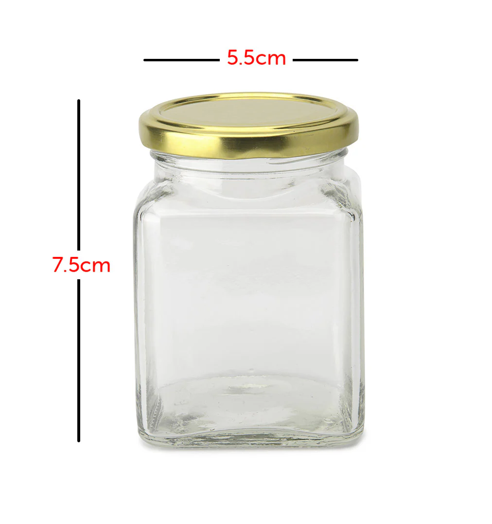 Glass Jars with Gold Metal Lids (5.5cm x 7.5cm) - Image 2