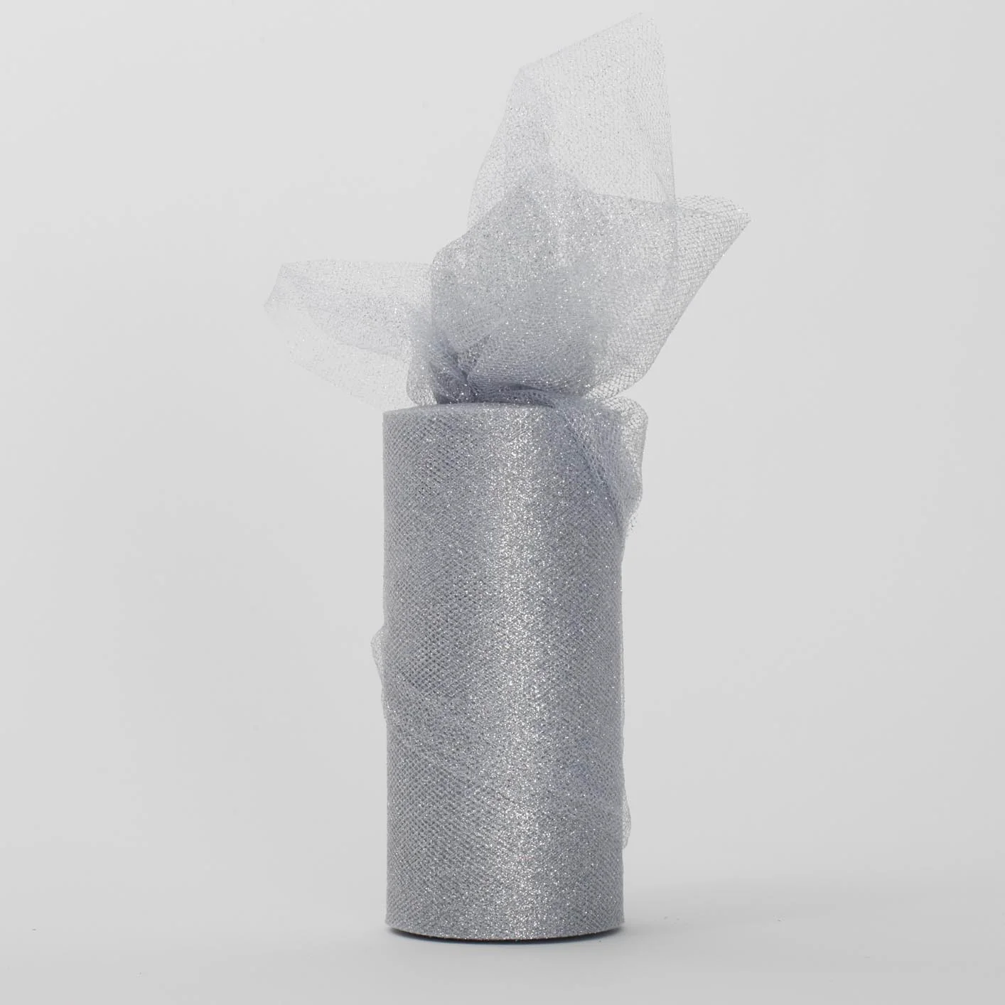CLEARANCE Glitter Soft Tulle Fabric Roll - Silver (15cmx22m)