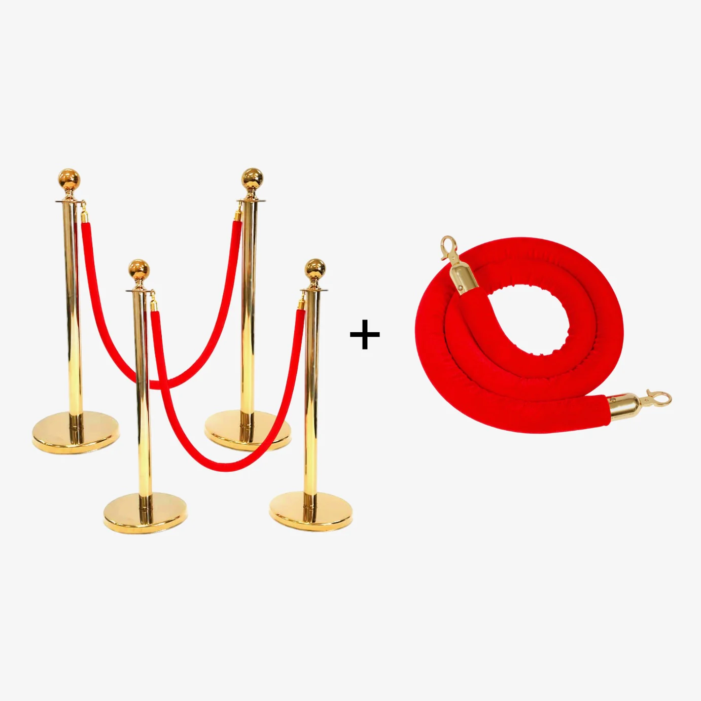 Gold Bollard & Velvet Red Rope Value Package (4.5m length) - Image 2