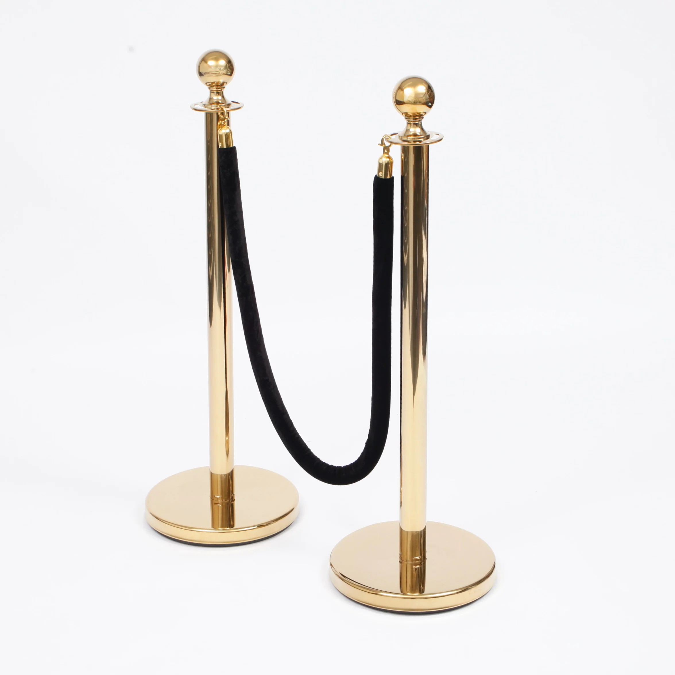Bollard Velvet Rope - Black (Gold Clips) - Image 3