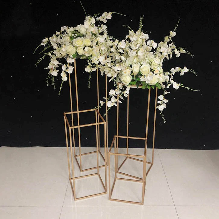 Iron Flower Stand / Plinth Centrepiece - Gold (31x31x100cm) - Image 5