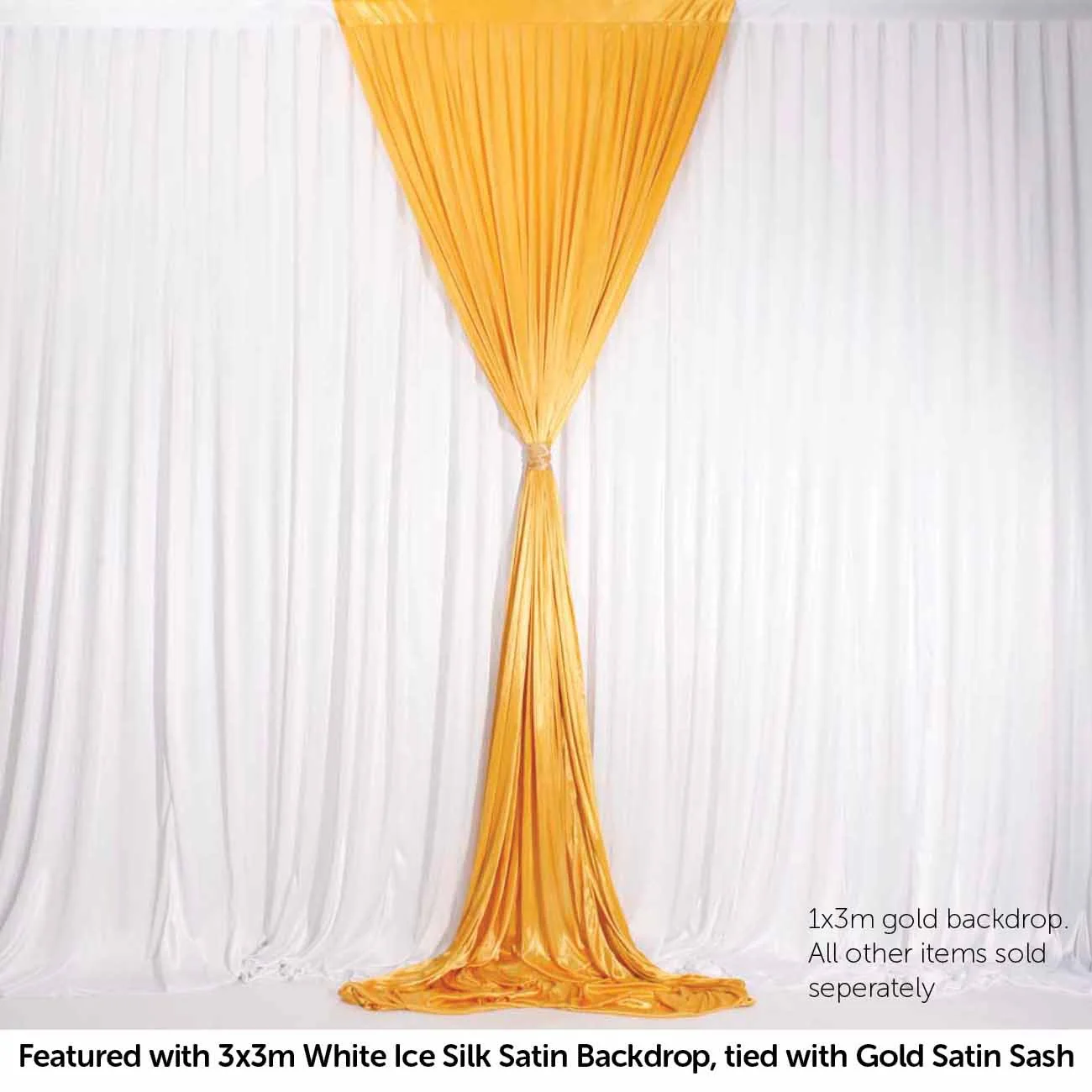 Ice Silk Satin Convertible Backdrop Panel - Gold (1x3m) - Image 3