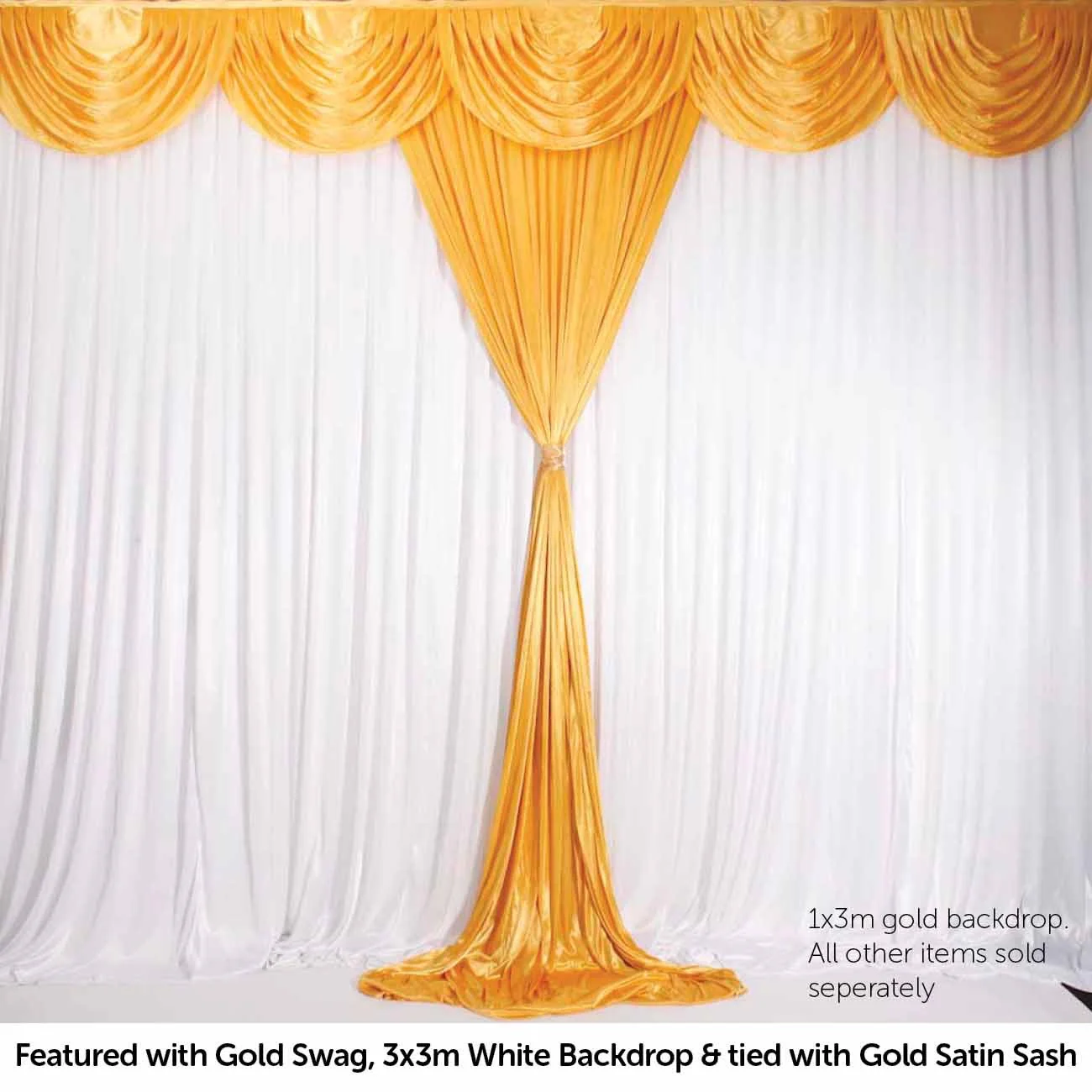 Ice Silk Satin Convertible Backdrop Panel - Gold (1x3m) - Image 4