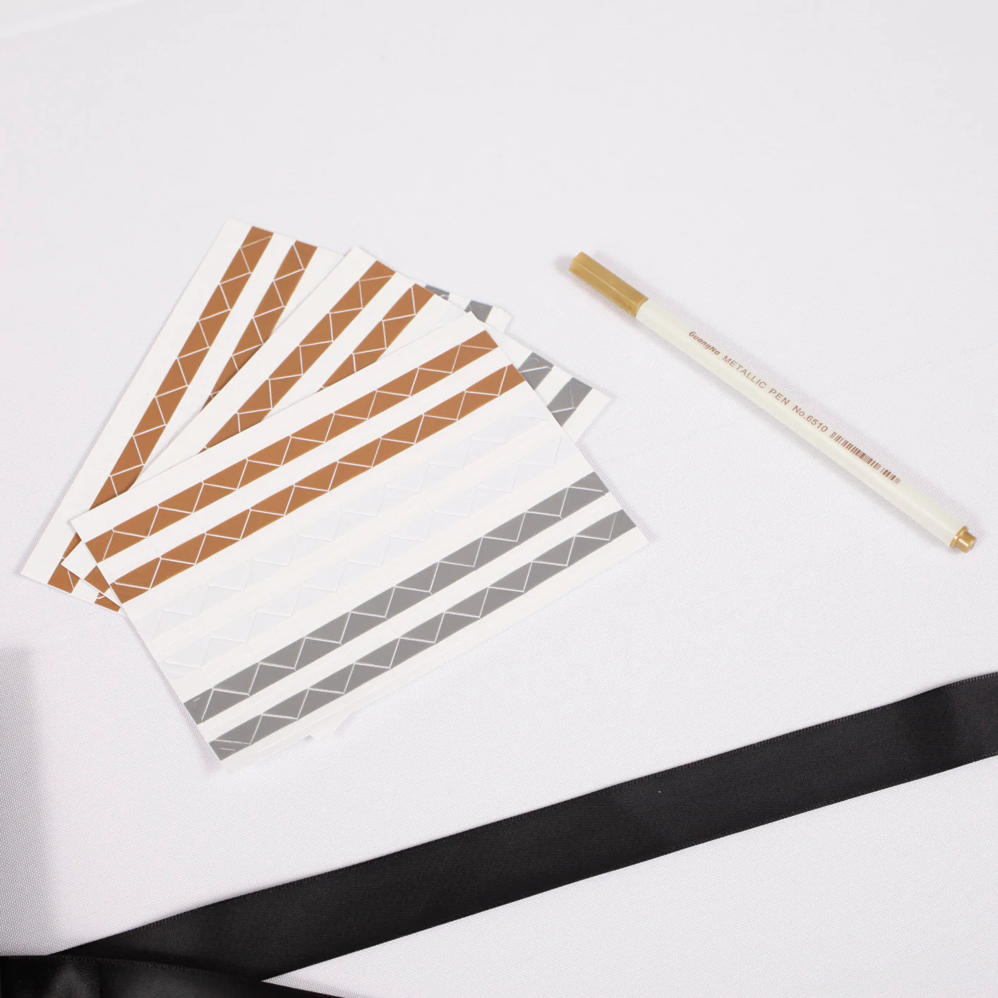 Guest Book and Pen Set- Metallic Gold Font On Black Cover - Image 3