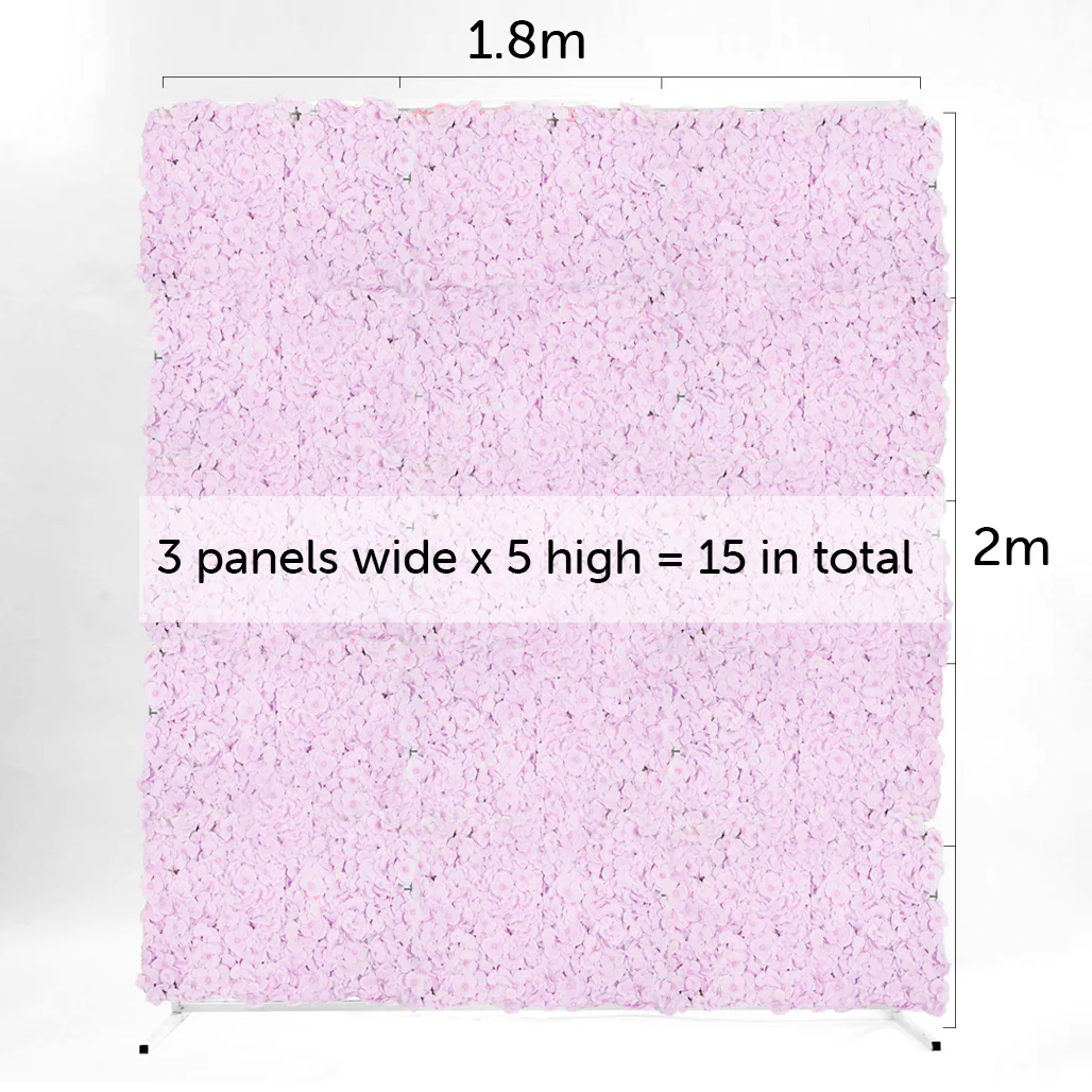 Flower Wall & Freestanding Frame Package - Lavender Hydrangea / White Mesh Frame (2mx1.8m) - Image 2