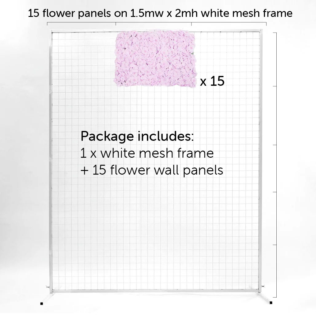 Flower Wall & Freestanding Frame Package - Lavender Hydrangea / White Mesh Frame (2mx1.8m) - Image 3