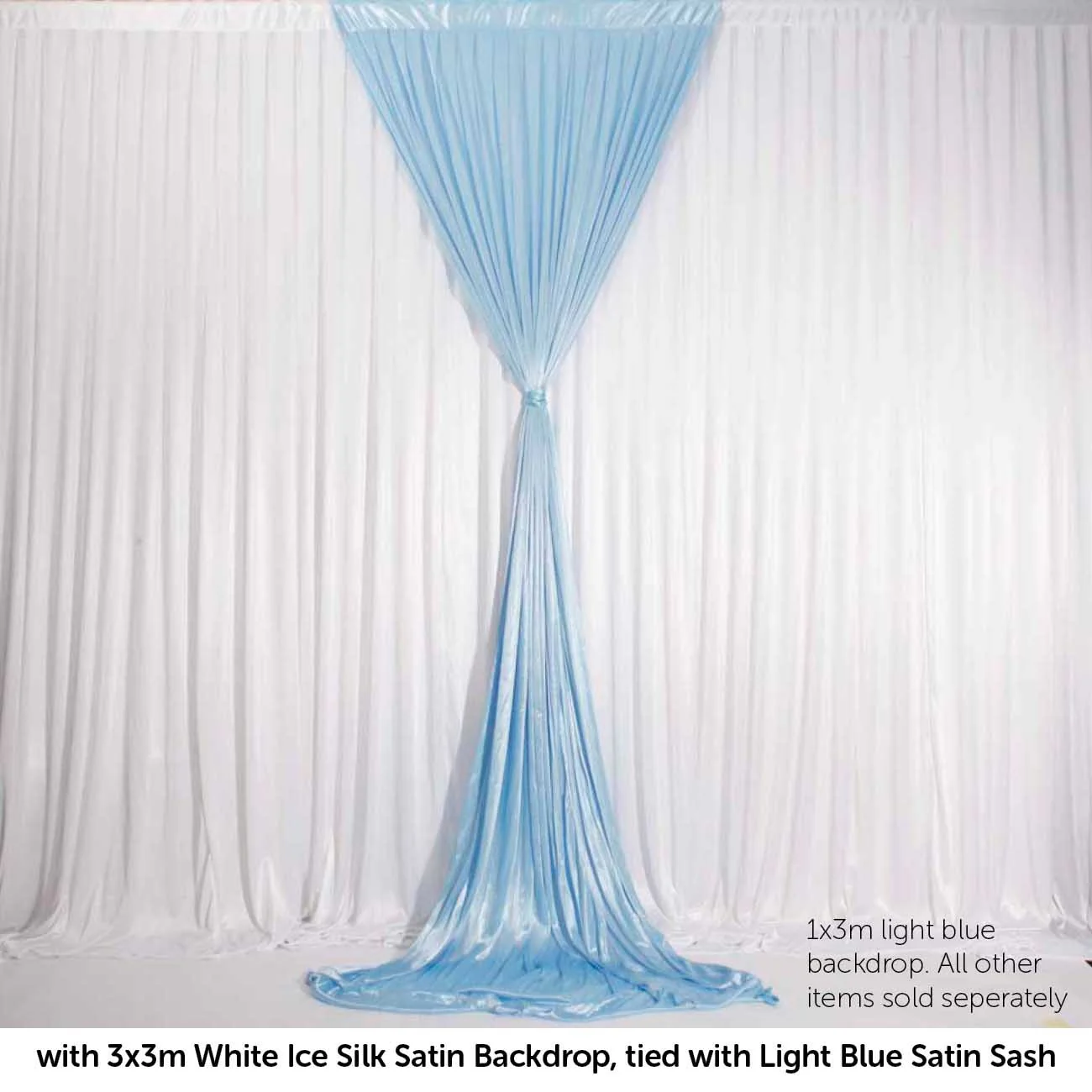 Ice Silk Satin Convertible Backdrop Panel - Light Blue (1x3m) - Image 3