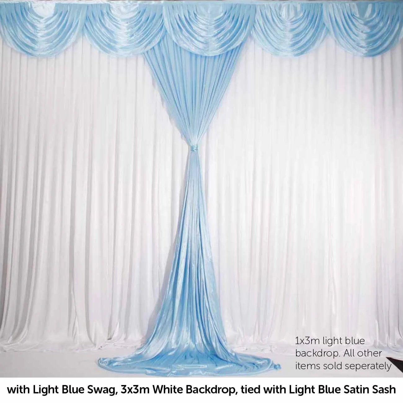 Ice Silk Satin Convertible Backdrop Panel - Light Blue (1x3m) - Image 4
