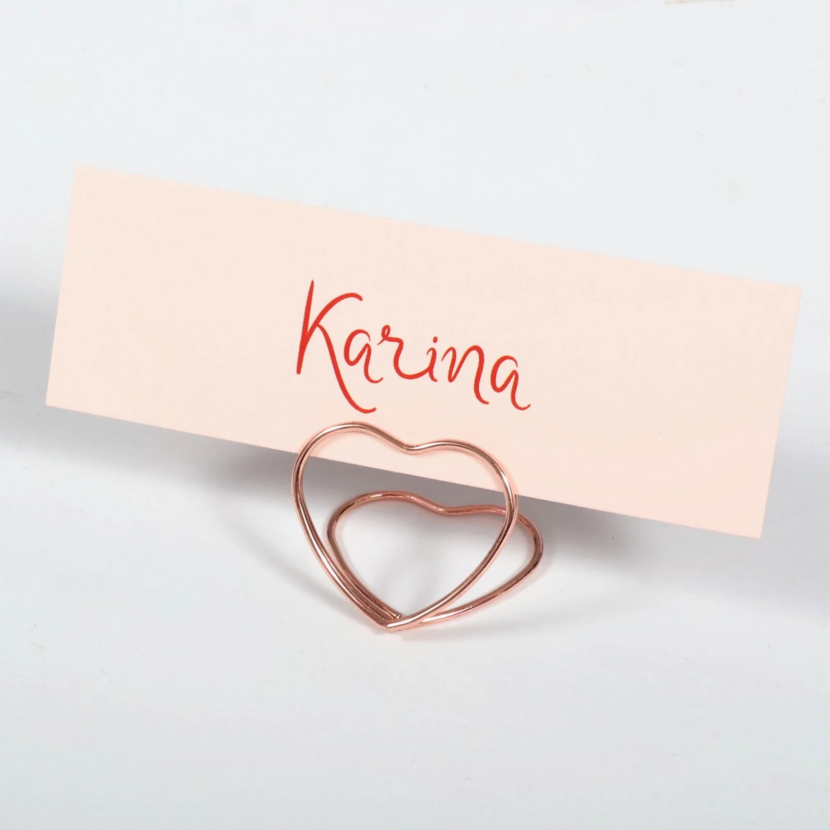 CLEARANCE Metal Love Heart Place Card Holder - Rose Gold - Image 2