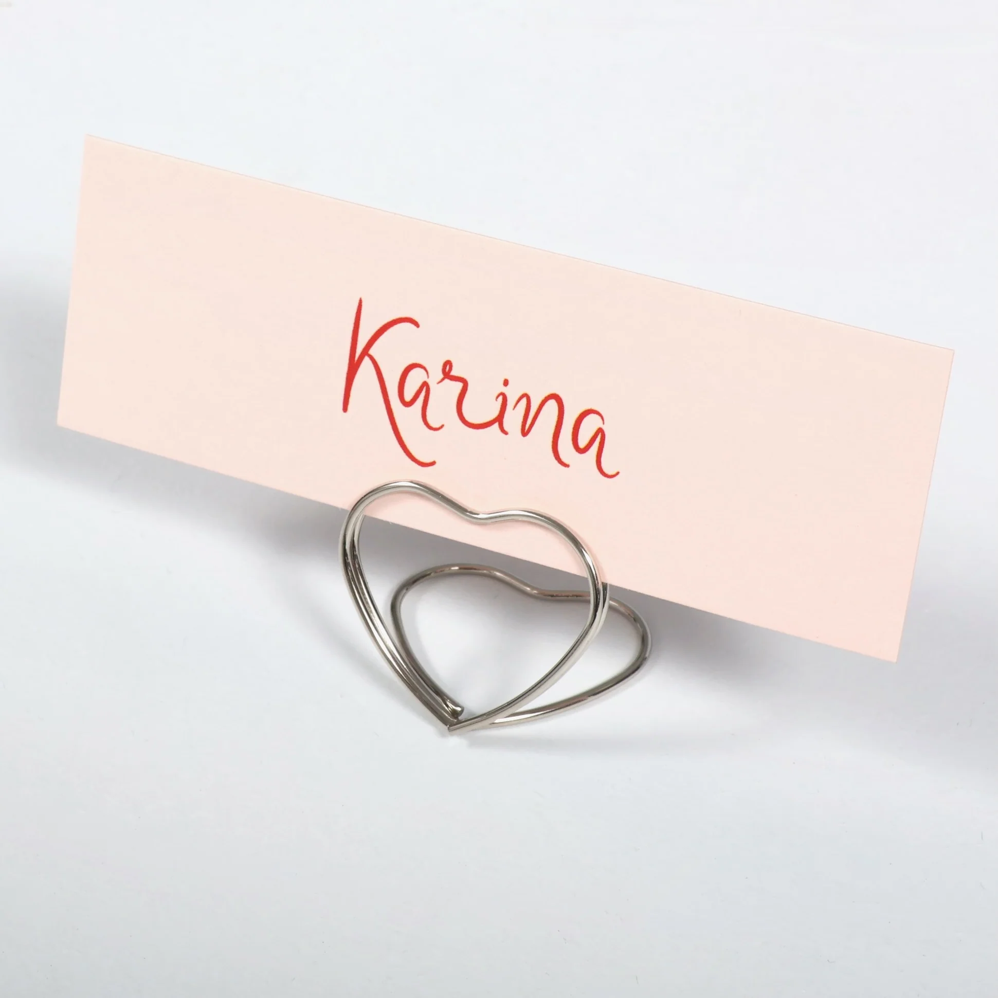 Metal Love Heart Place Card Holder - Silver - Image 2