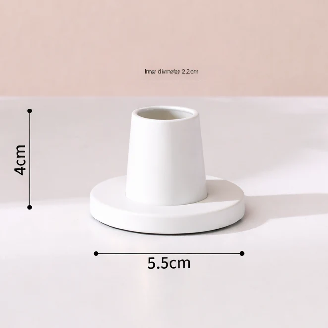 Metal Taper Candle Holder - Small - White - Image 6