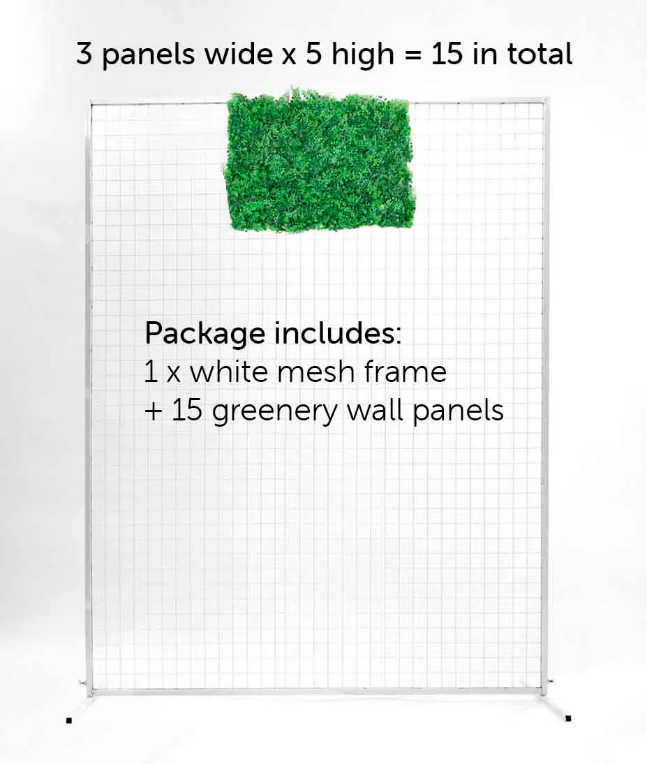 Flower Wall & Freestanding Frame Package - Rainforest Fern Greenery / White Mesh Frame (2mx1.8m) - Image 3