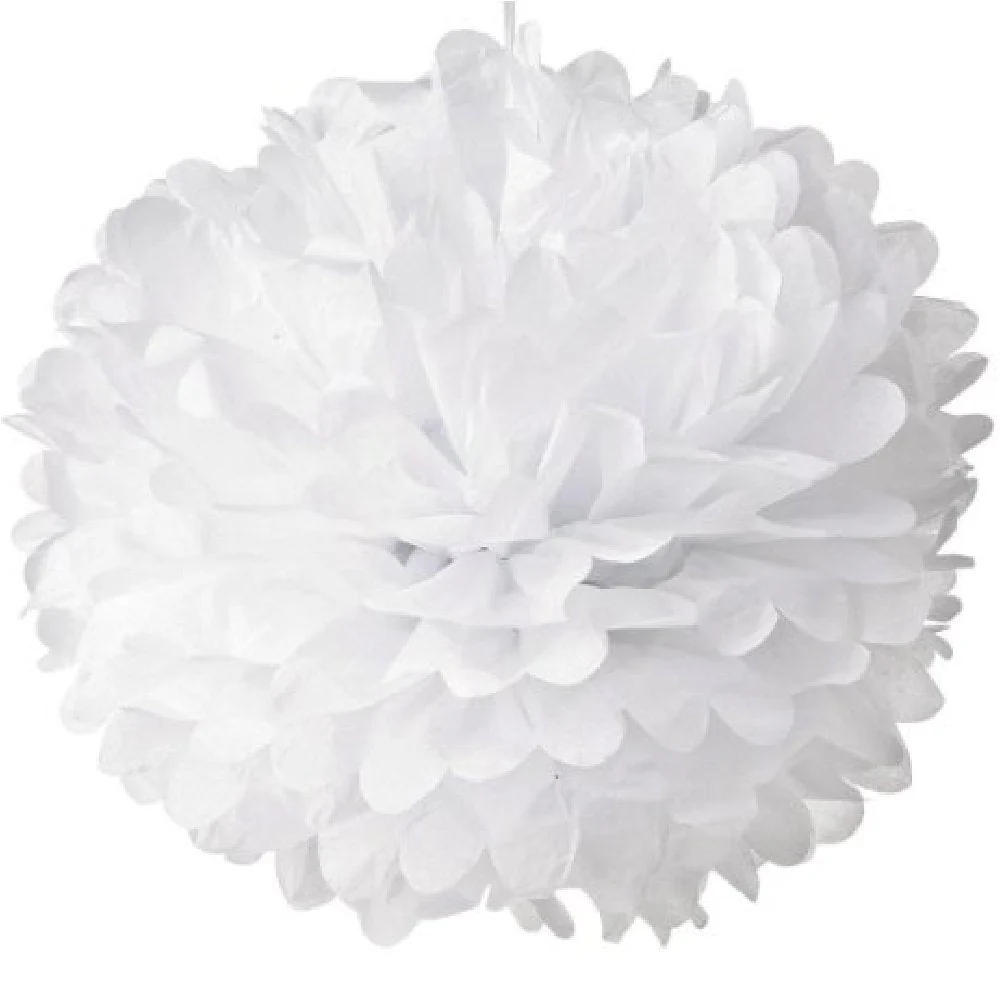 CLEARANCE Paper Pom Poms - White (35cm)