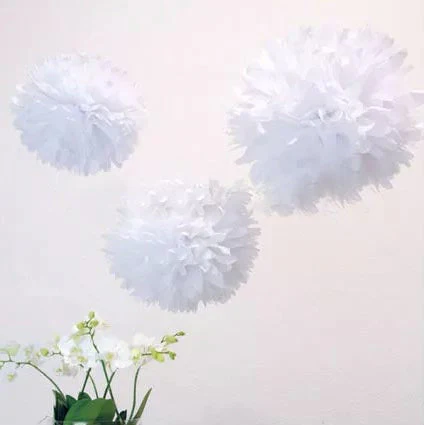 CLEARANCE Paper Pom Poms - White (35cm) - Image 2