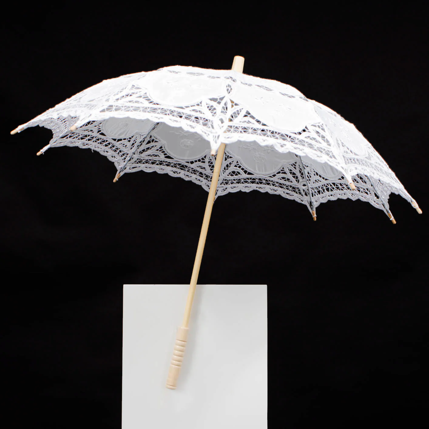 Lace Fabric Wedding Umbrella Parasol - White