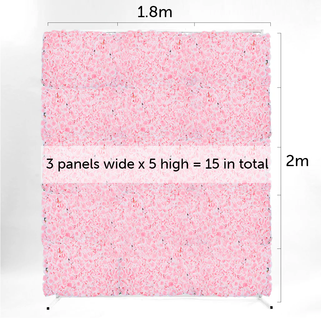 Flower Wall & Freestanding Frame Package - Pink Hydrangea / White Mesh Frame (2mx1.8m) - Image 2