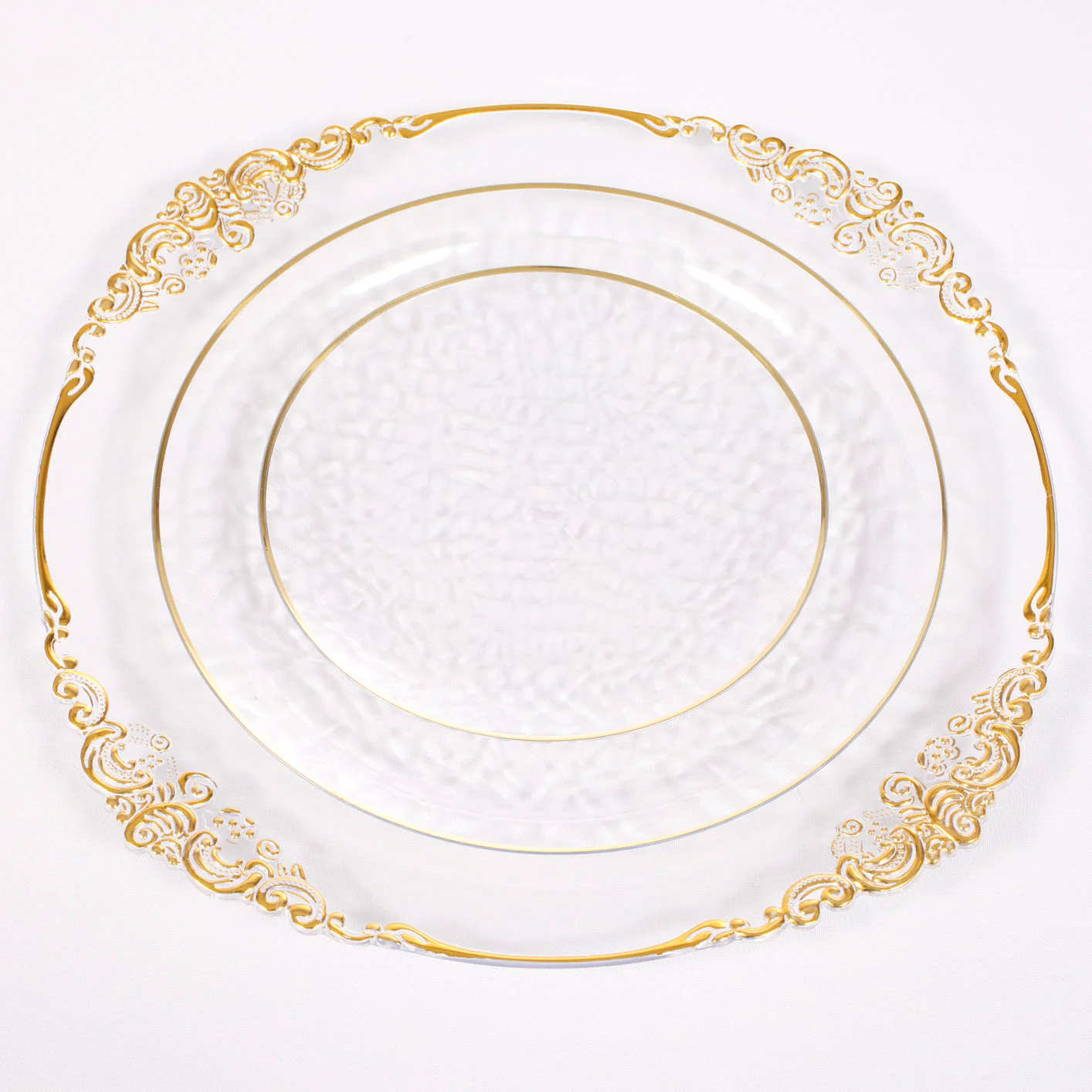 Plastic Dinner Plate - Clear with Gold Trim (26cm) - Image 6
